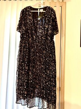 Hayden Black Floral Pleated Maxi Dress